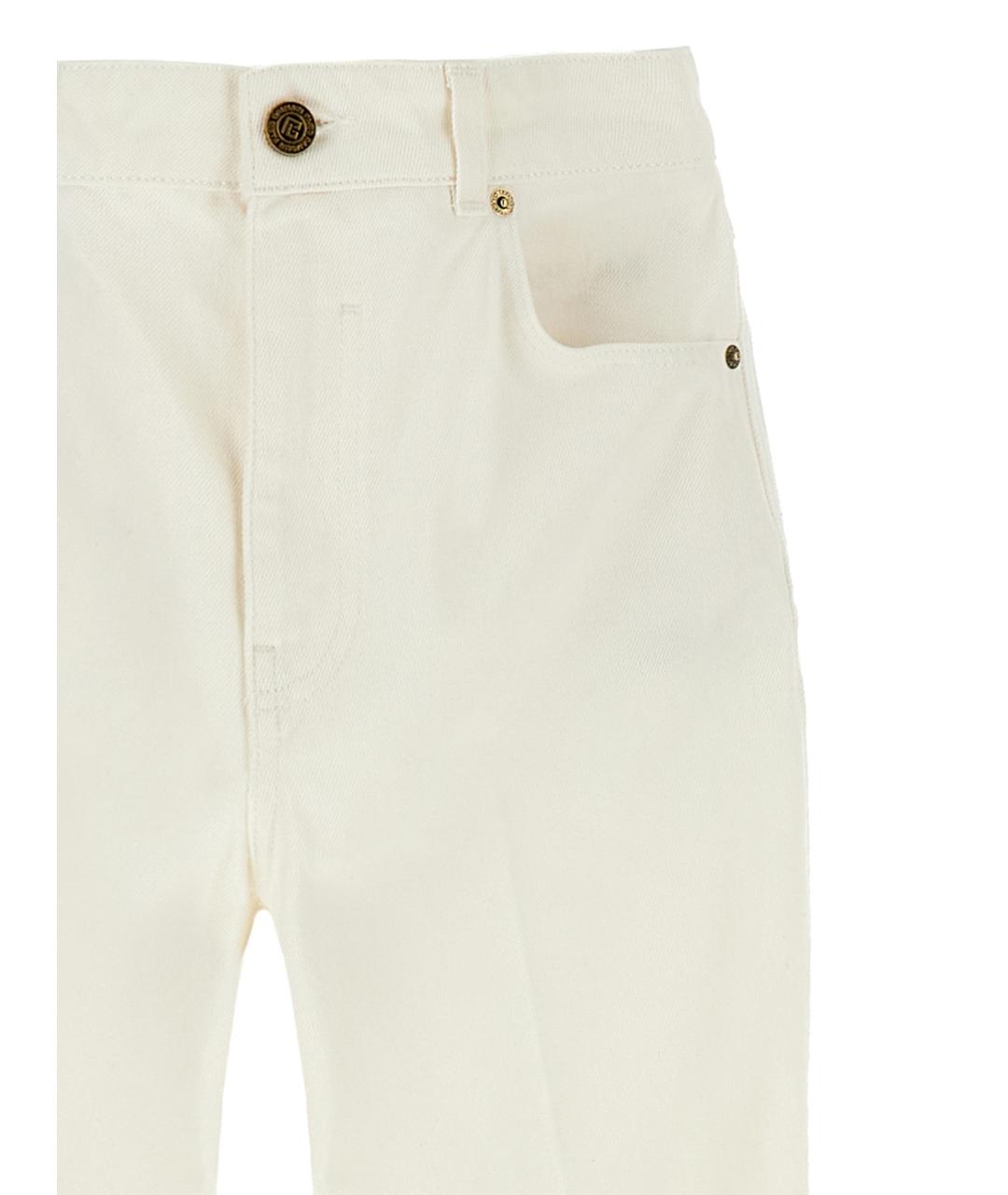 BALMAIN Белые хлопковые прямые джинсы, фото 3