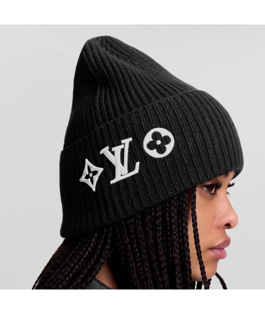 LOUIS VUITTON Черная шерстяная шапка, фото 4