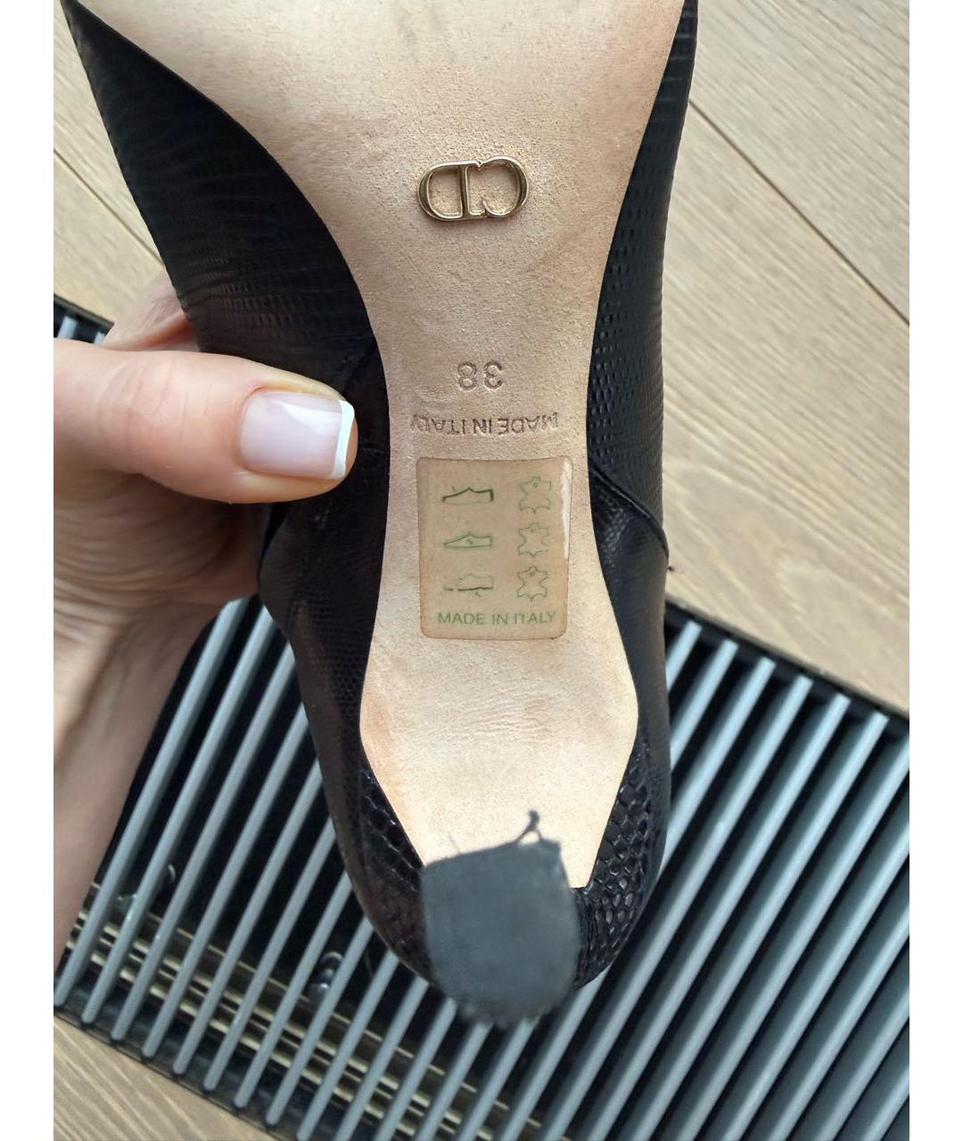 CHRISTIAN DIOR Черные ботильоны из экзотической кожи, фото 6