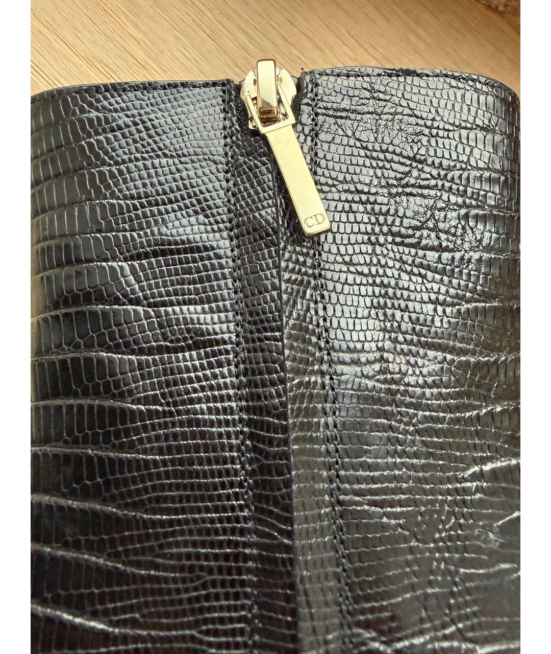 CHRISTIAN DIOR Черные ботильоны из экзотической кожи, фото 5