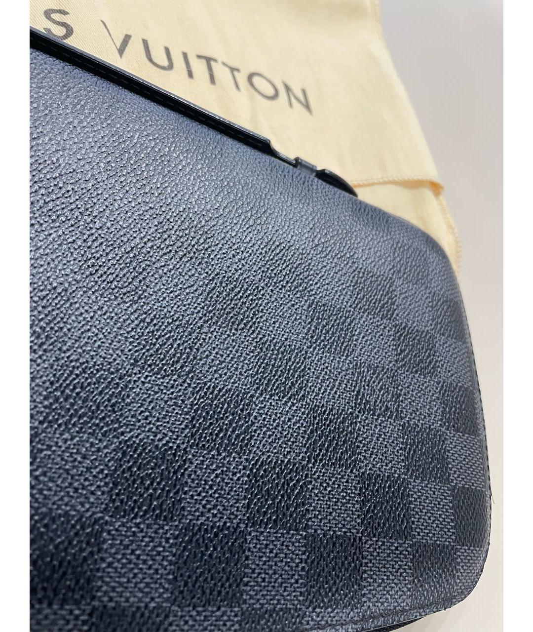 LOUIS VUITTON Антрацитовая кожаная барсетка, фото 3