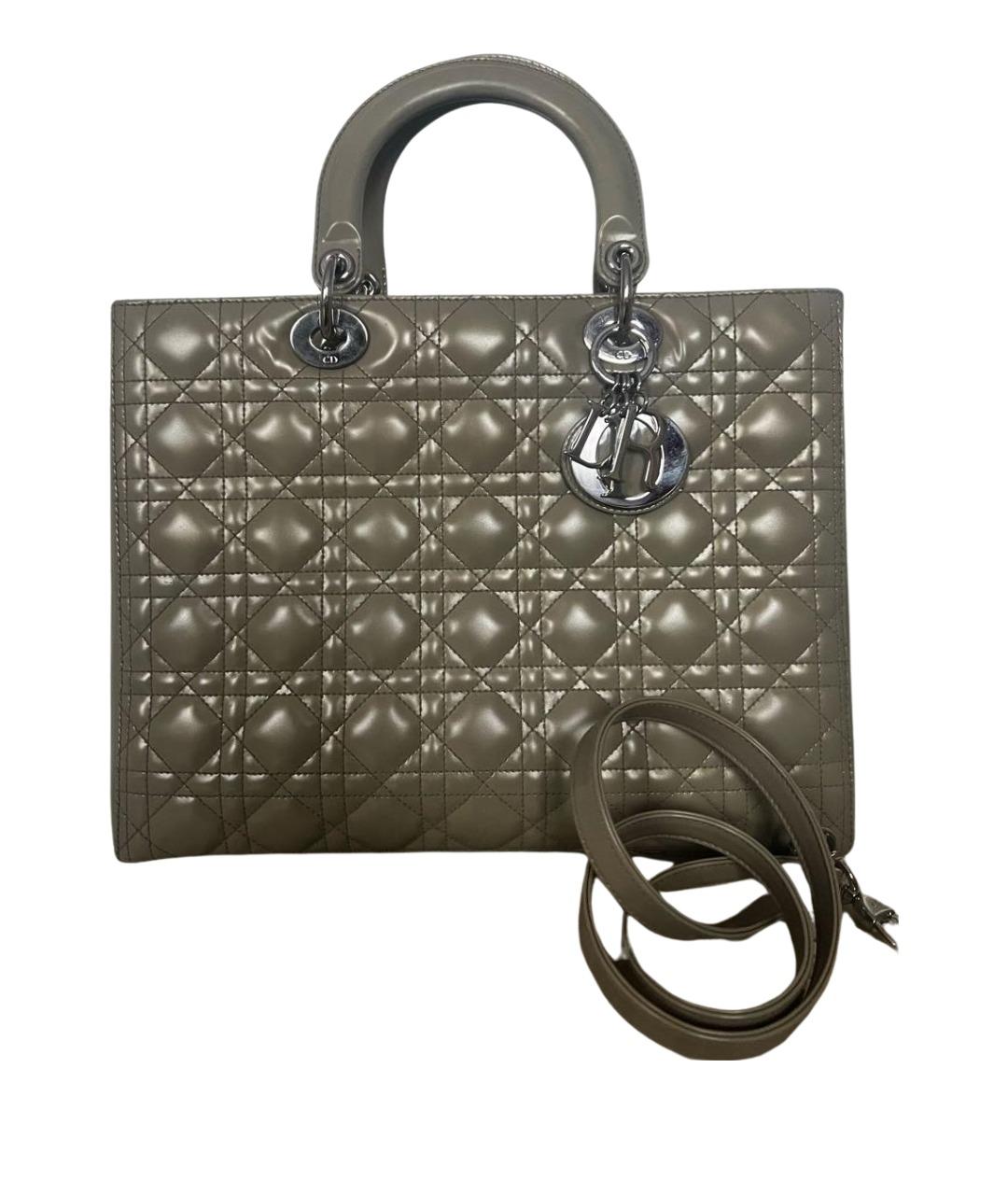 CHRISTIAN DIOR Бежевая сумка с короткими ручками из лакированной кожи, фото 1