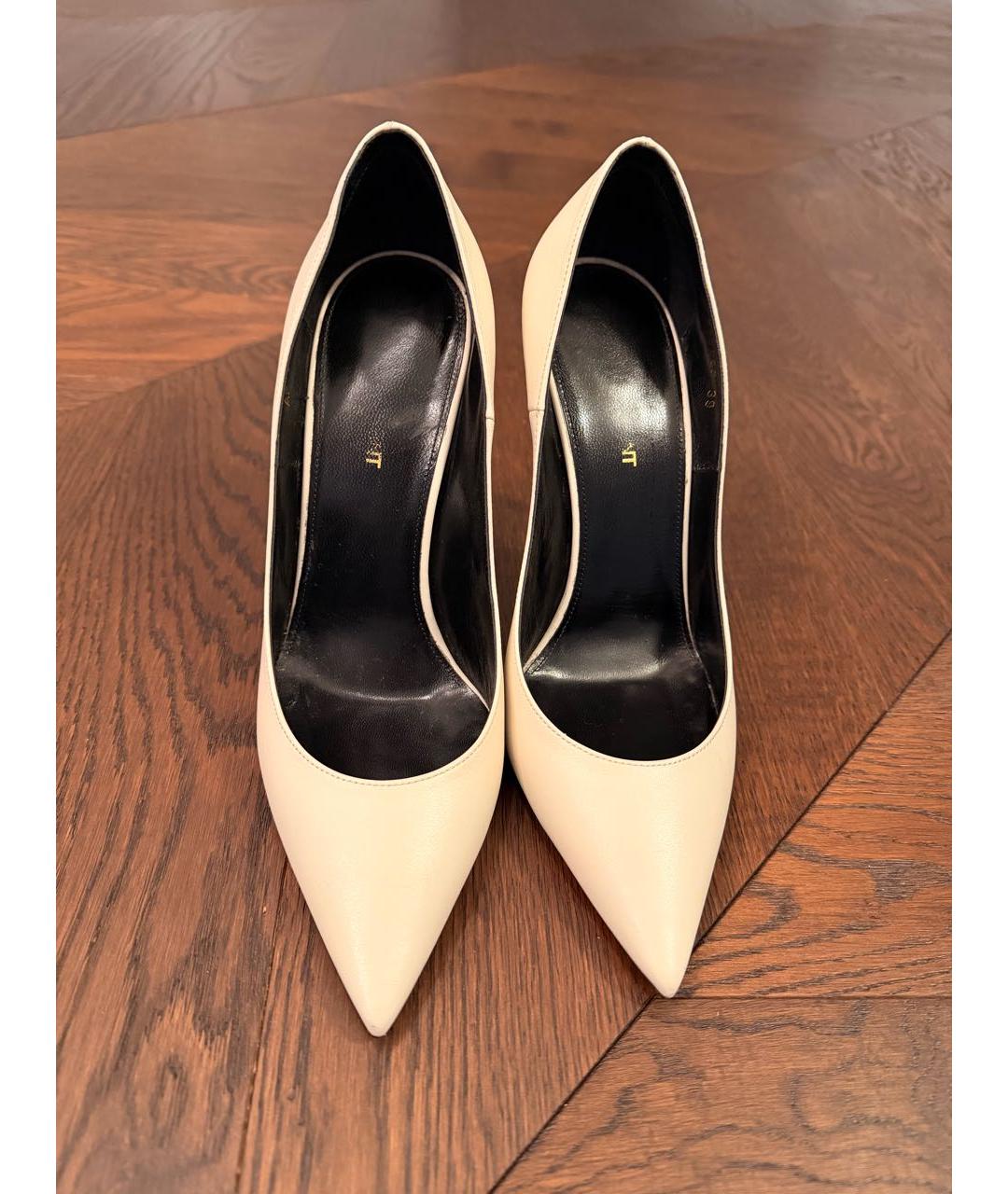 SAINT LAURENT Бежевые кожаные туфли, фото 2