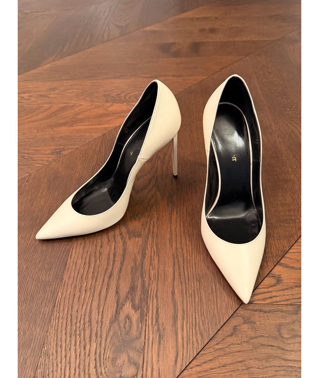 SAINT LAURENT Бежевые кожаные туфли, фото 3