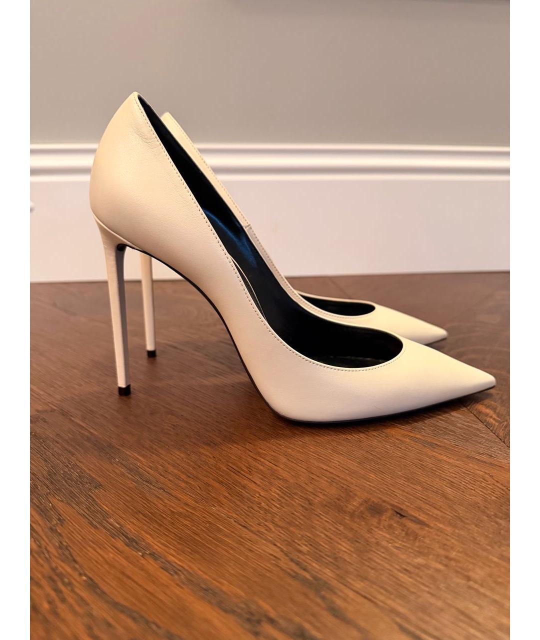 SAINT LAURENT Бежевые кожаные туфли, фото 5