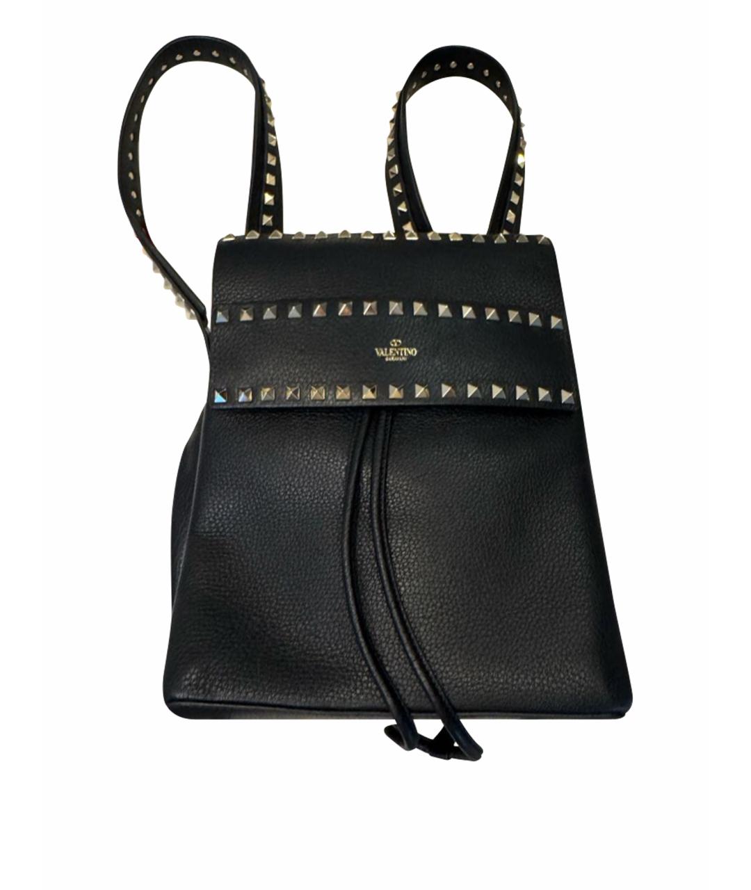 VALENTINO Черный кожаный рюкзак, фото 1