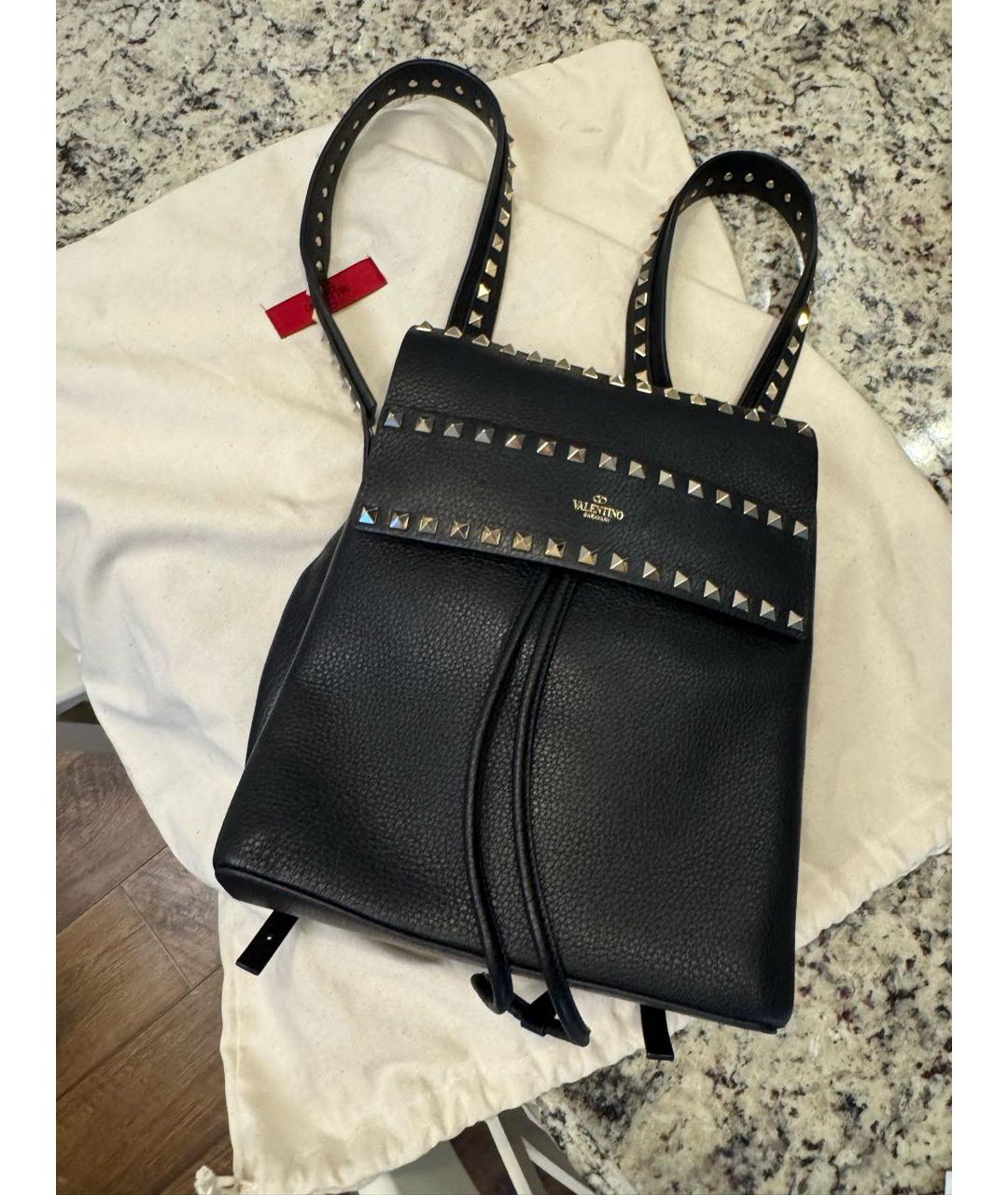 VALENTINO Черный кожаный рюкзак, фото 9