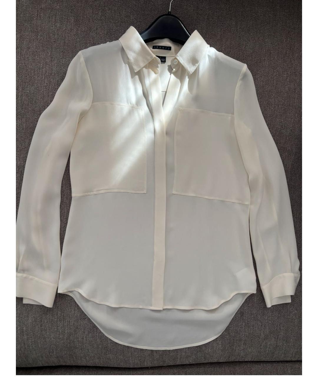 THEORY Бежевая шелковая блузы, фото 6