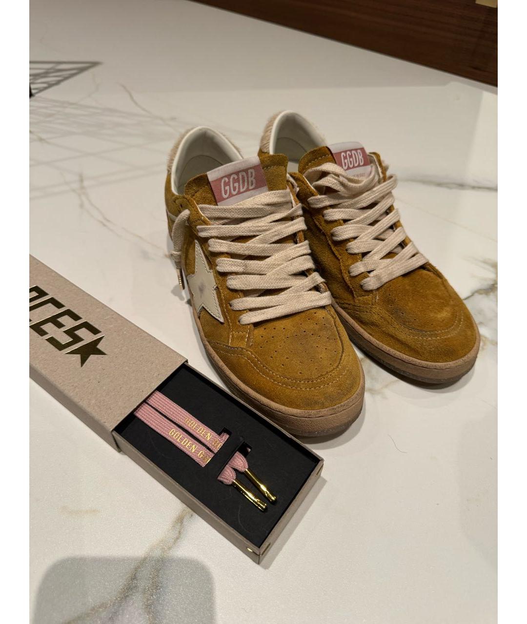 GOLDEN GOOSE DELUXE BRAND Горчичные замшевые кроссовки, фото 7