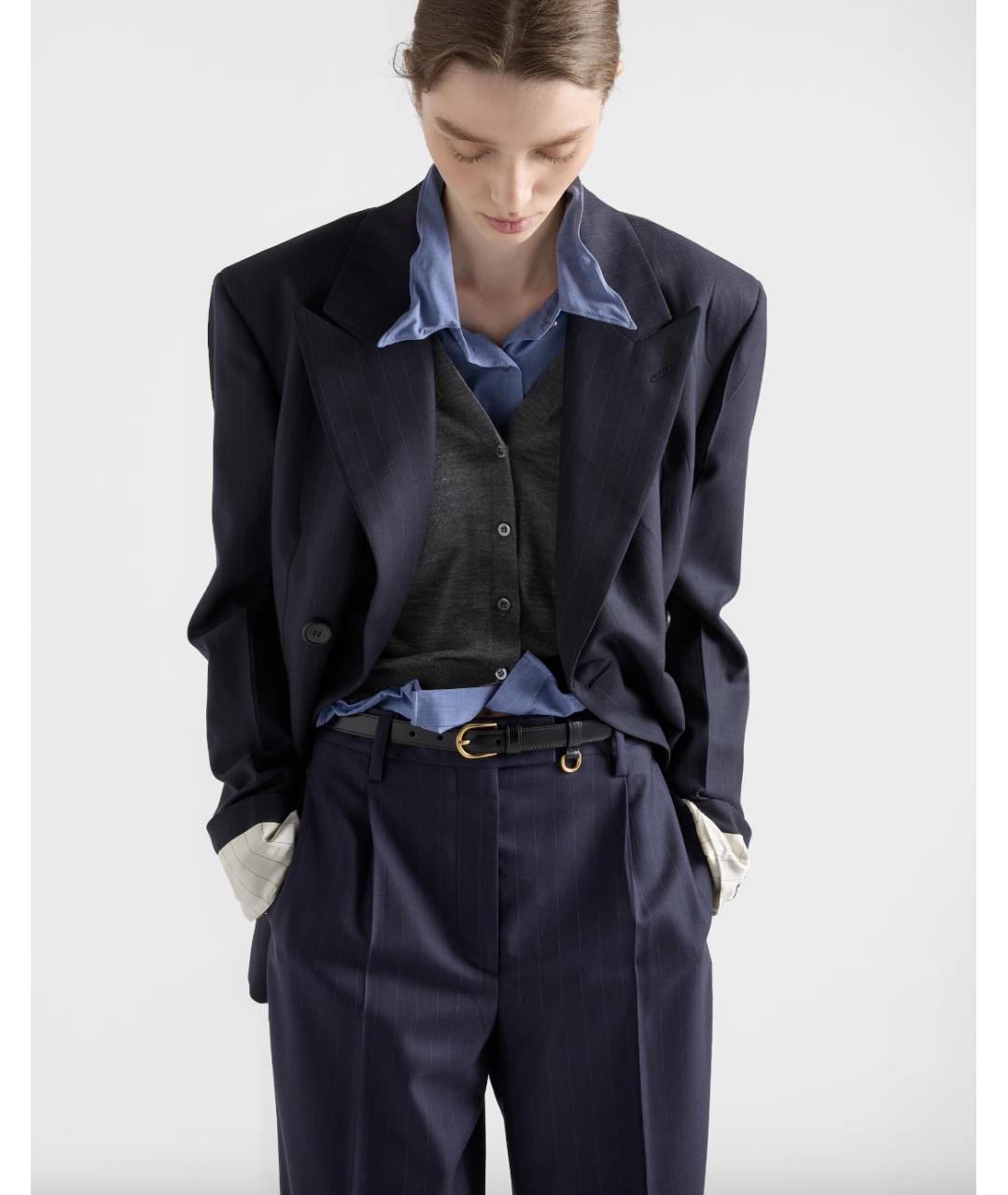 PRADA Синий шерстяной костюм с брюками, фото 4