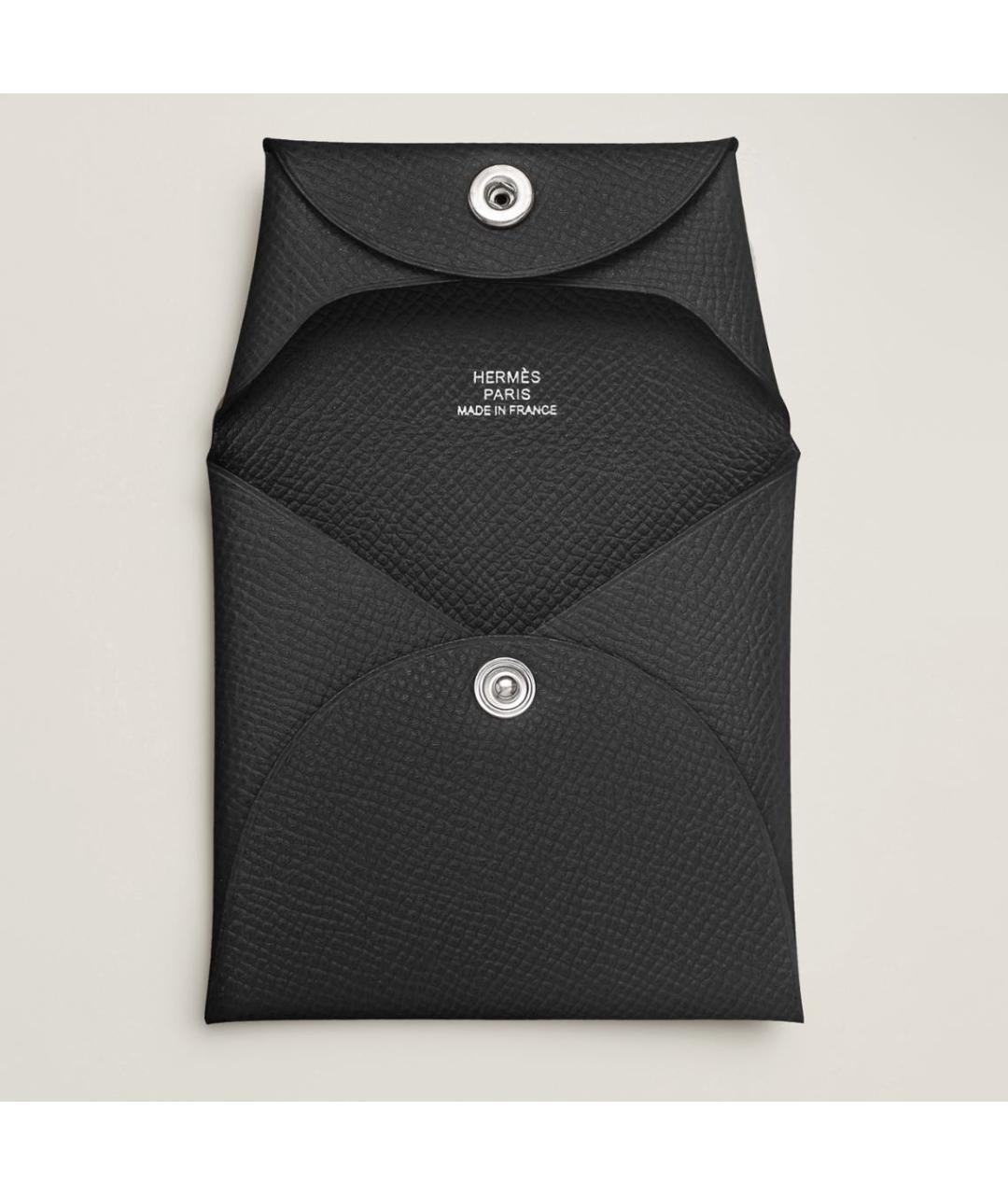 HERMES Черный кожаный кошелек, фото 2