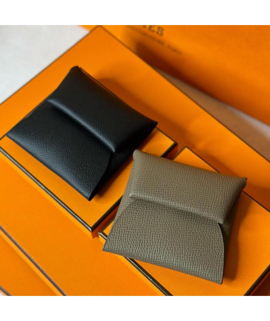 HERMES Черный кожаный кошелек, фото 3