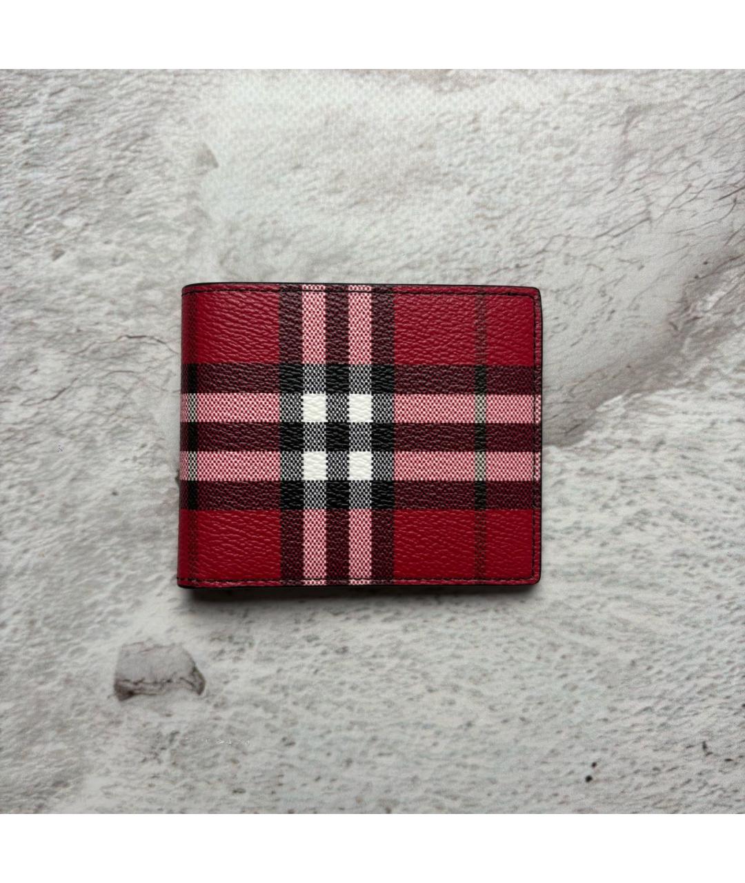 BURBERRY Красный кожаный кошелек, фото 5