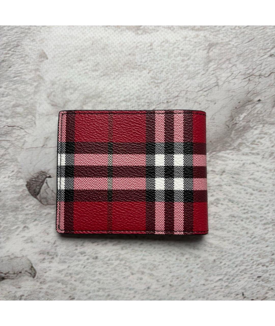 BURBERRY Красный кожаный кошелек, фото 5