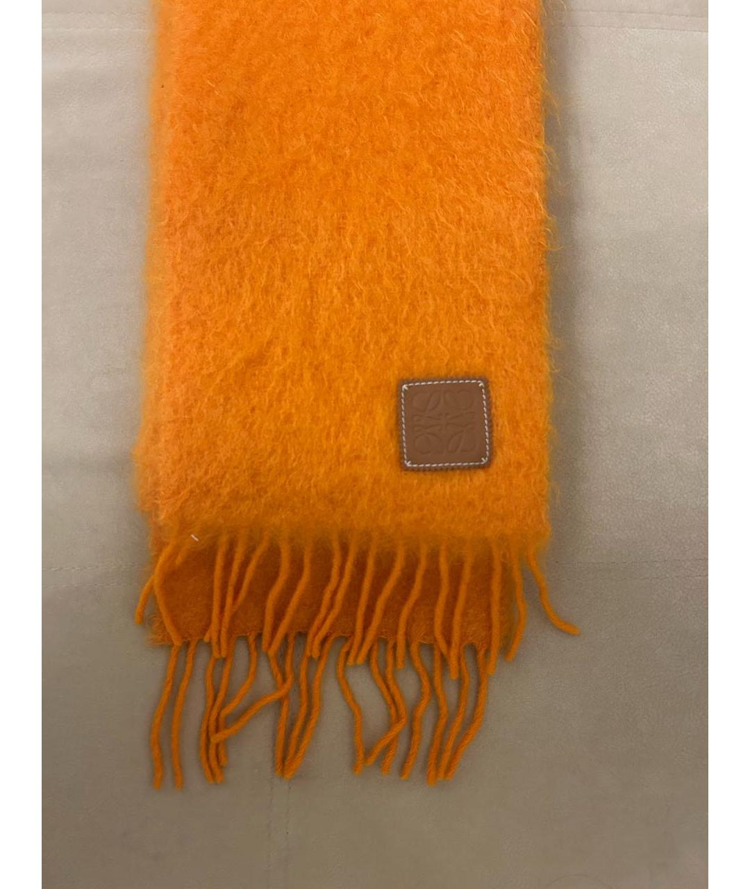 LOEWE Оранжевый шерстяной шарф, фото 2