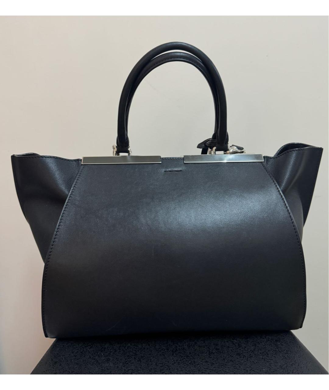 FENDI Черная кожаная сумка с короткими ручками, фото 2
