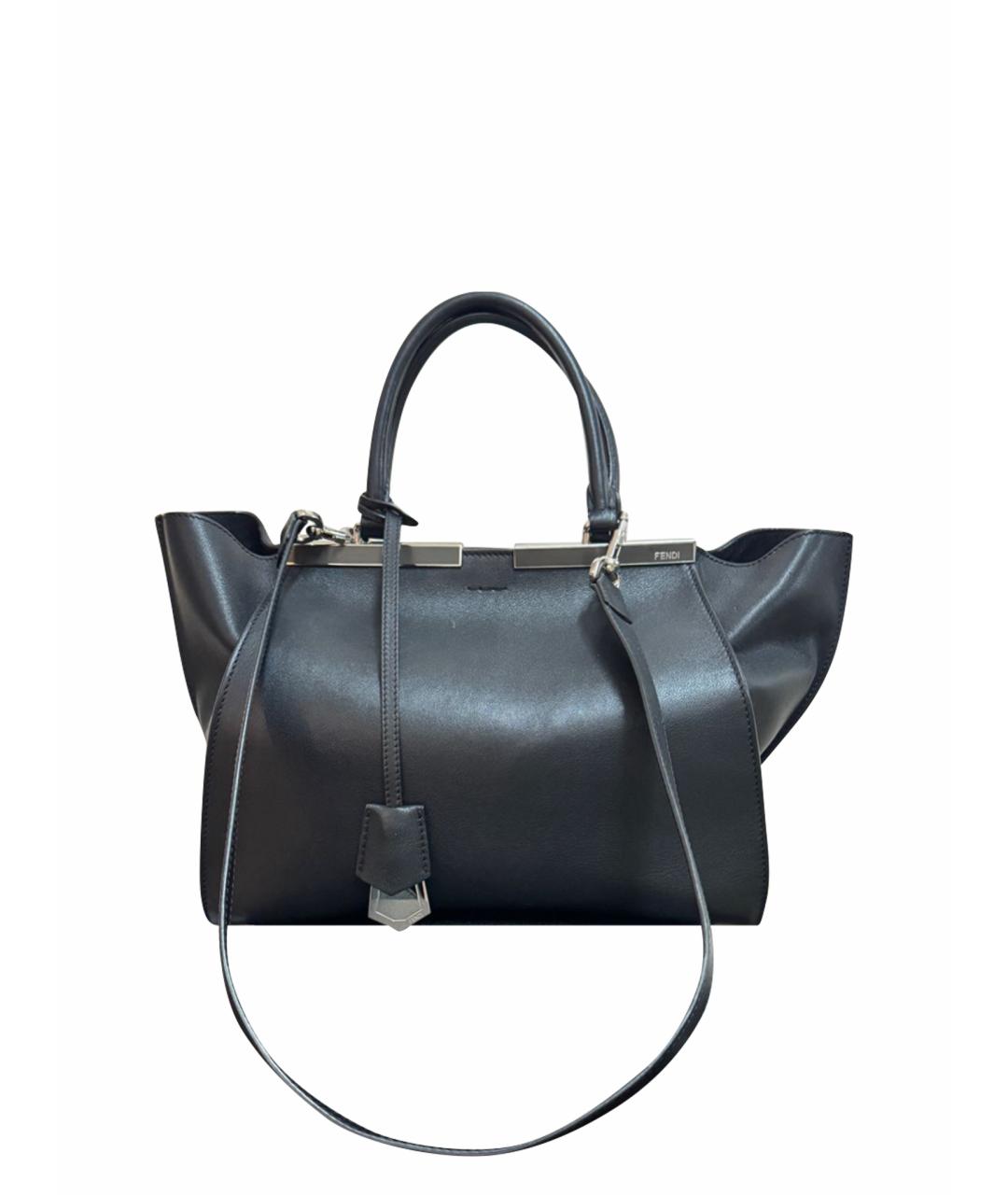 FENDI Черная кожаная сумка с короткими ручками, фото 1