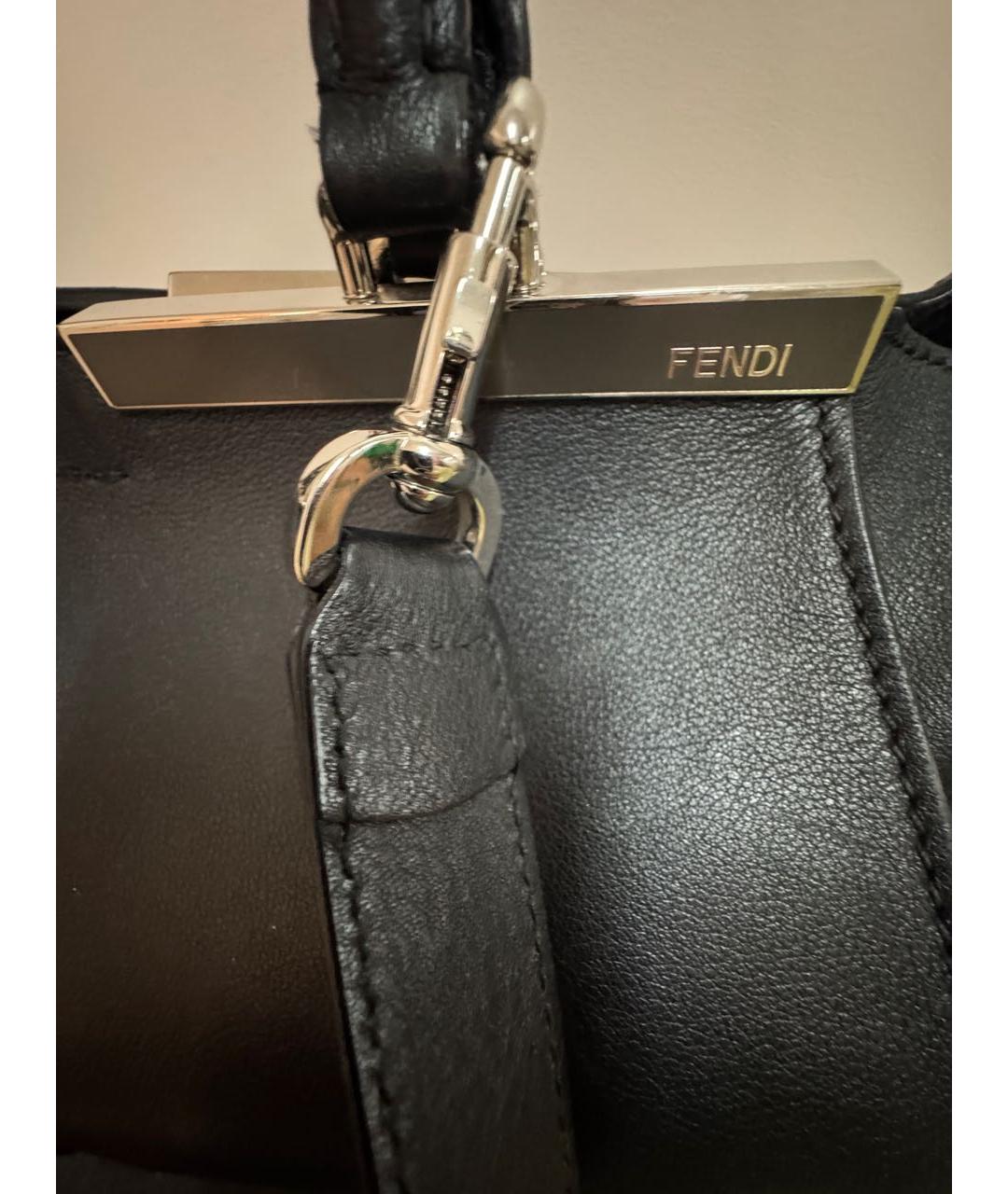 FENDI Черная кожаная сумка с короткими ручками, фото 8