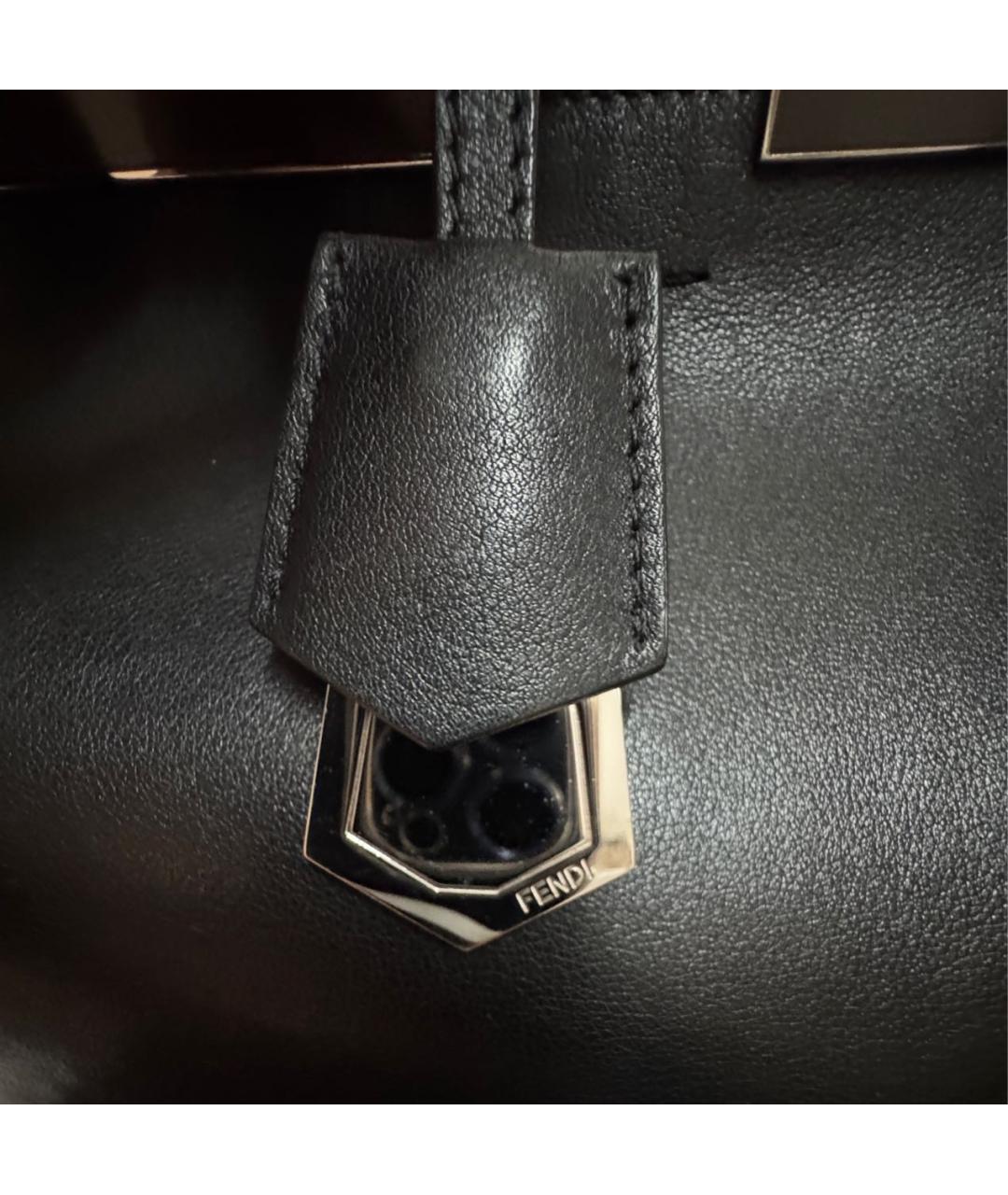 FENDI Черная кожаная сумка с короткими ручками, фото 5