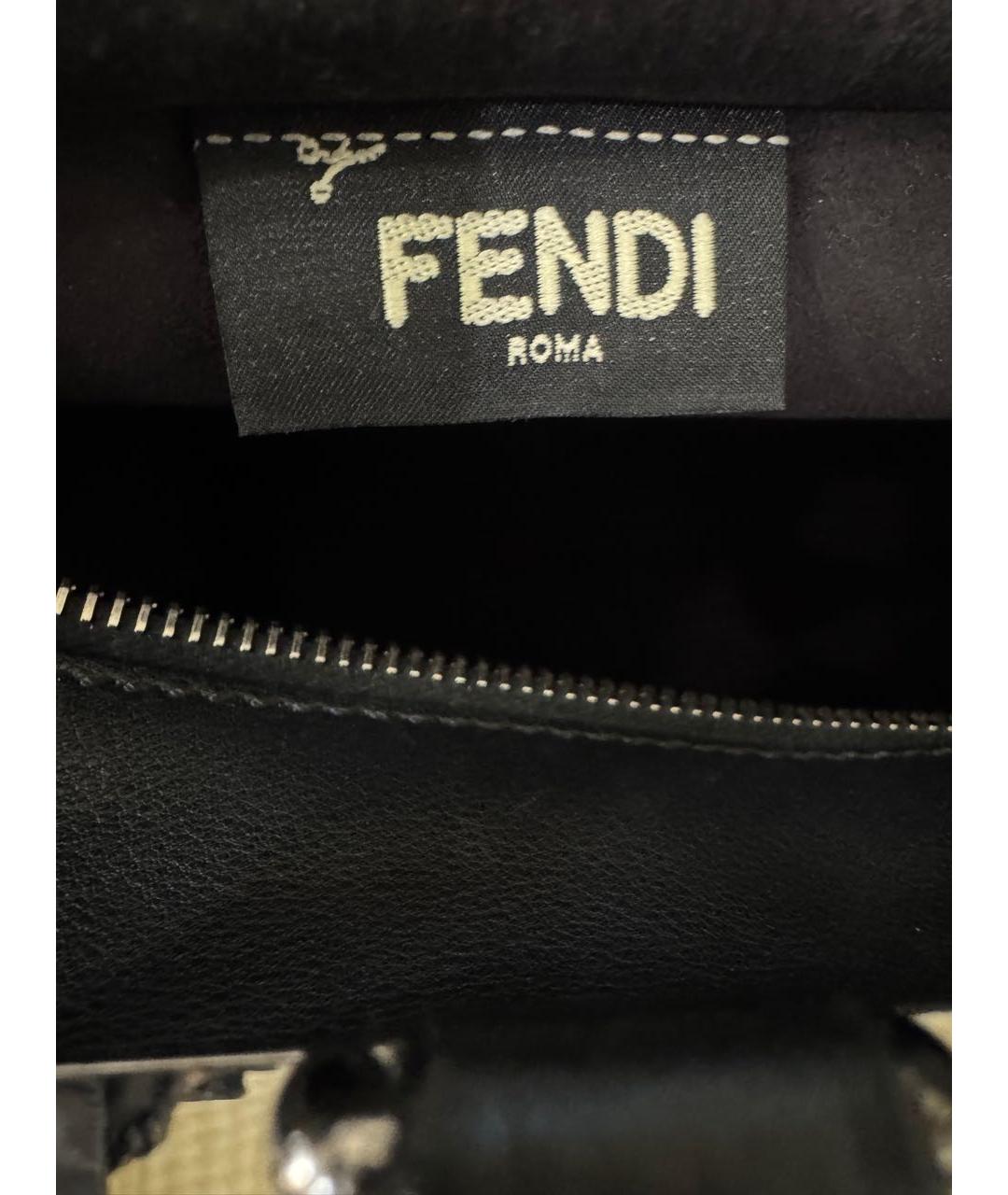 FENDI Черная кожаная сумка с короткими ручками, фото 6