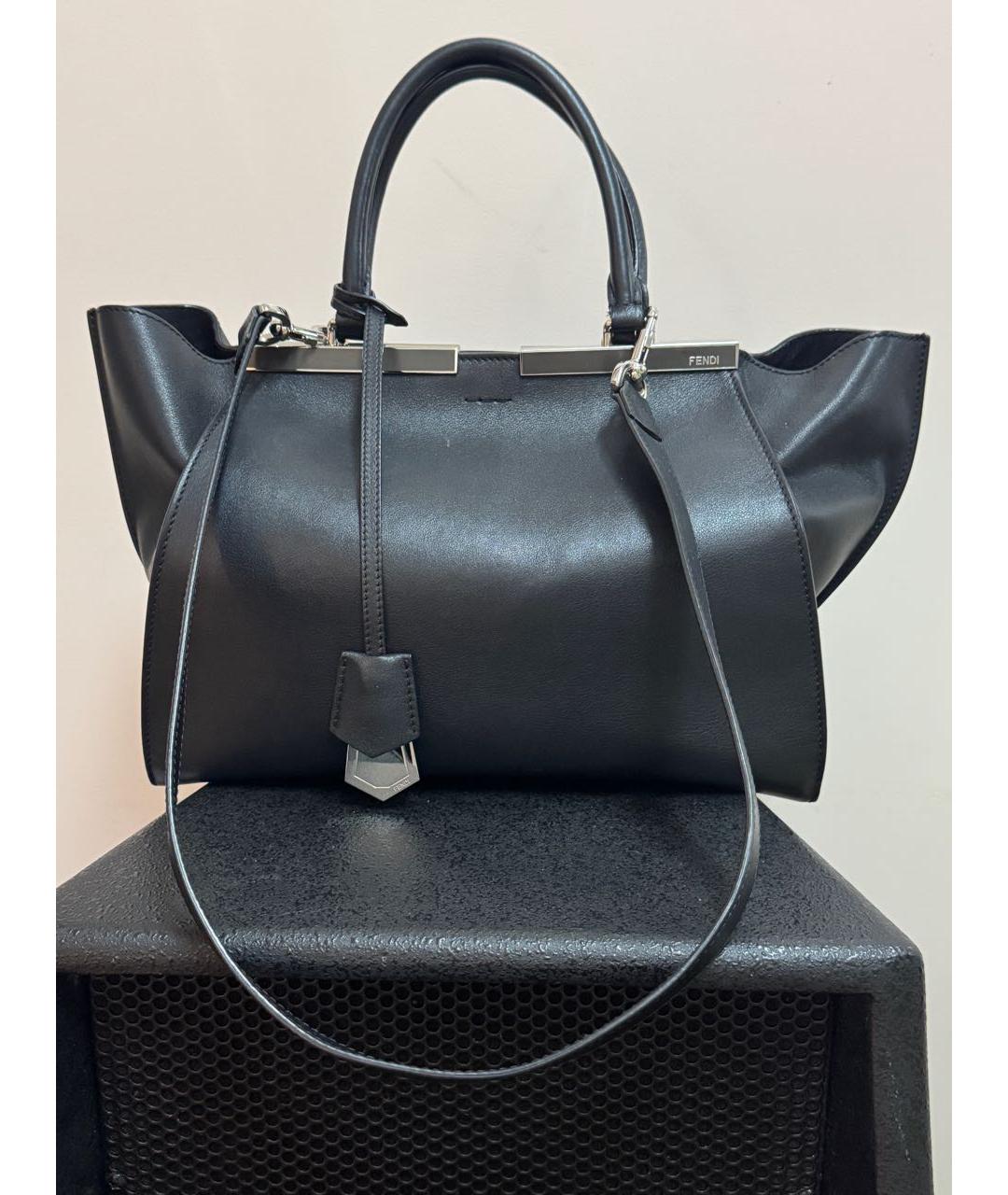FENDI Черная кожаная сумка с короткими ручками, фото 9