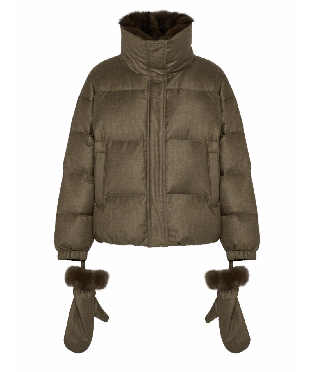 YVES SALOMON Хаки шерстяной пуховик, фото 1