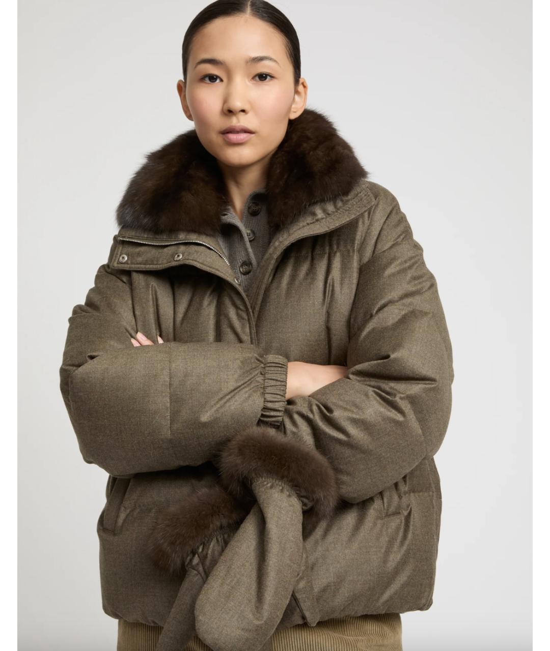 YVES SALOMON Хаки шерстяной пуховик, фото 6