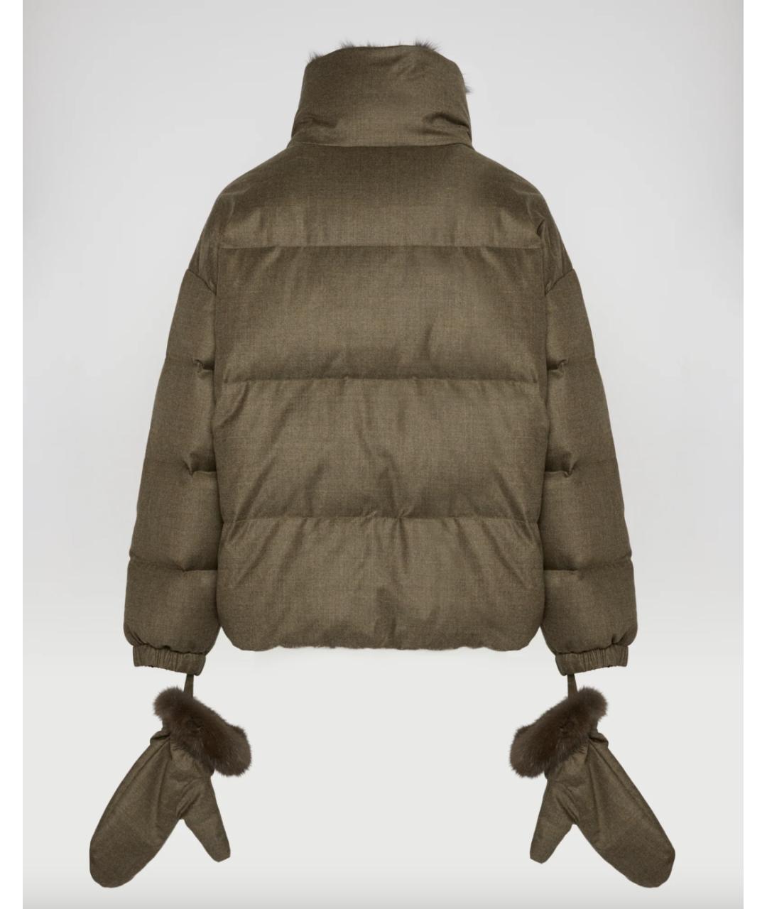 YVES SALOMON Хаки шерстяной пуховик, фото 2