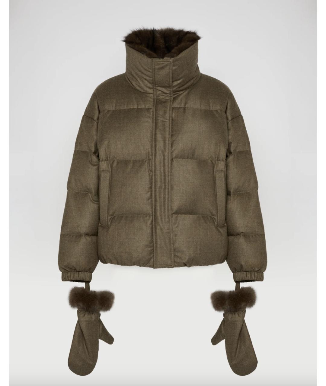 YVES SALOMON Хаки шерстяной пуховик, фото 7