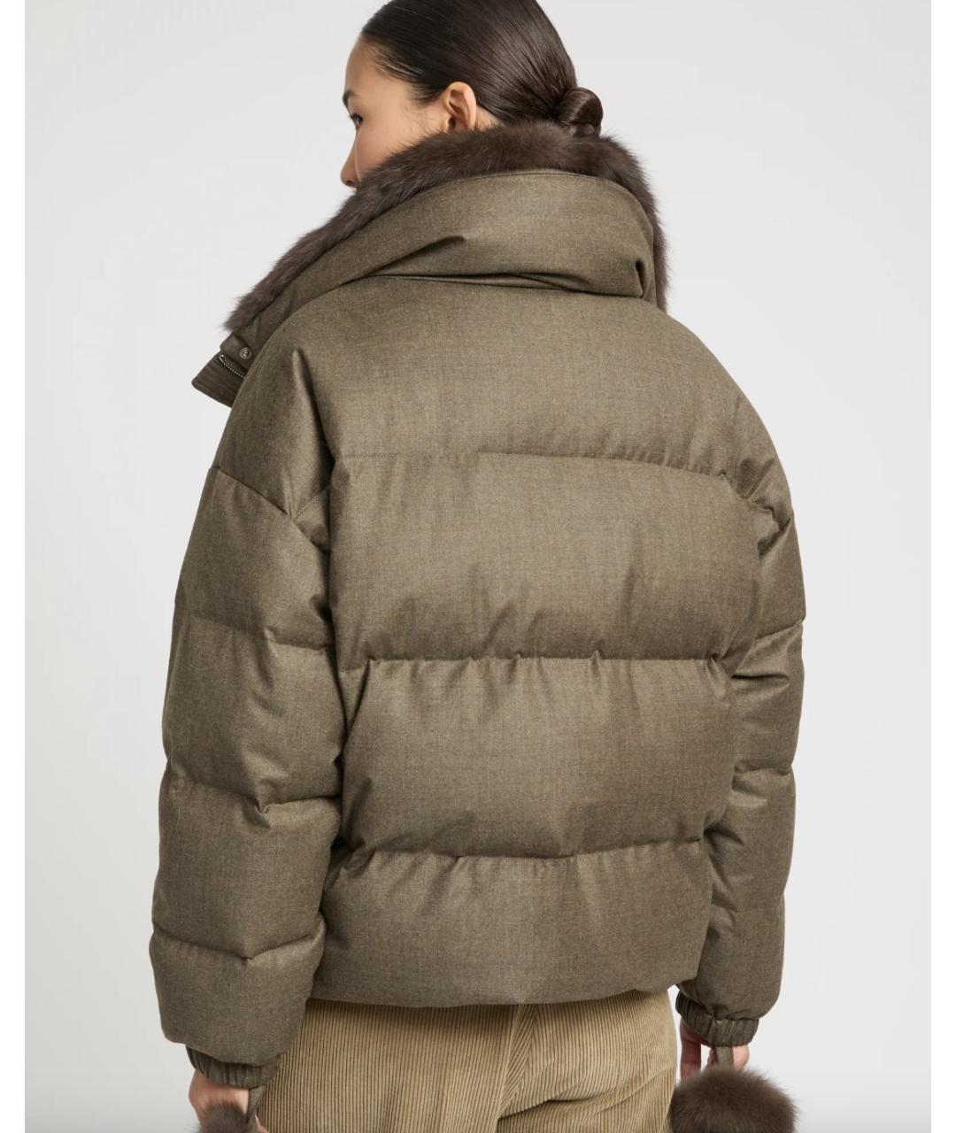 YVES SALOMON Хаки шерстяной пуховик, фото 4