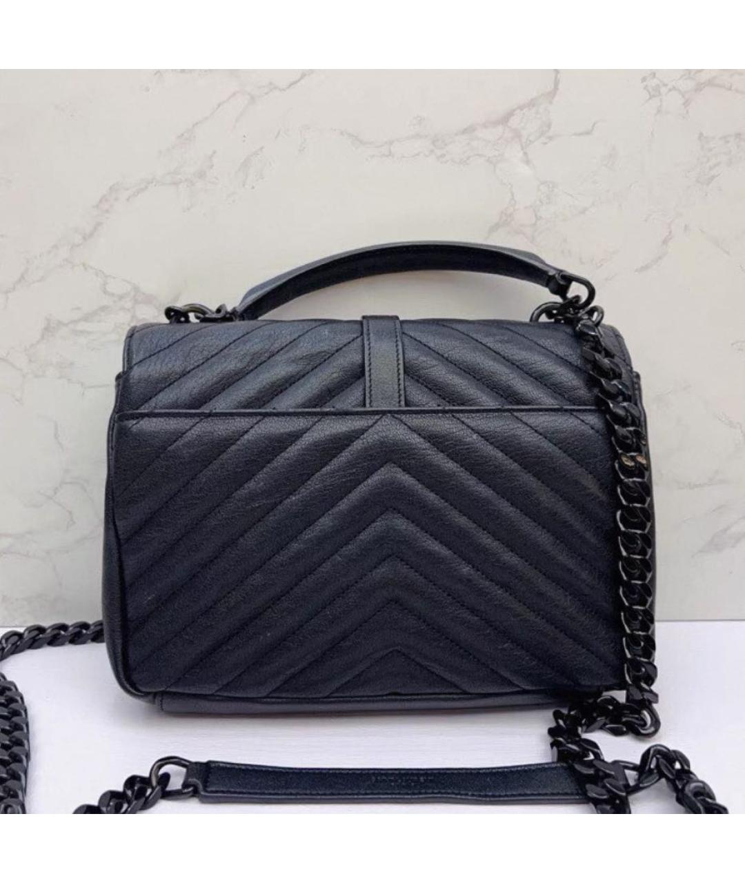 SAINT LAURENT Черная кожаная сумка через плечо, фото 3