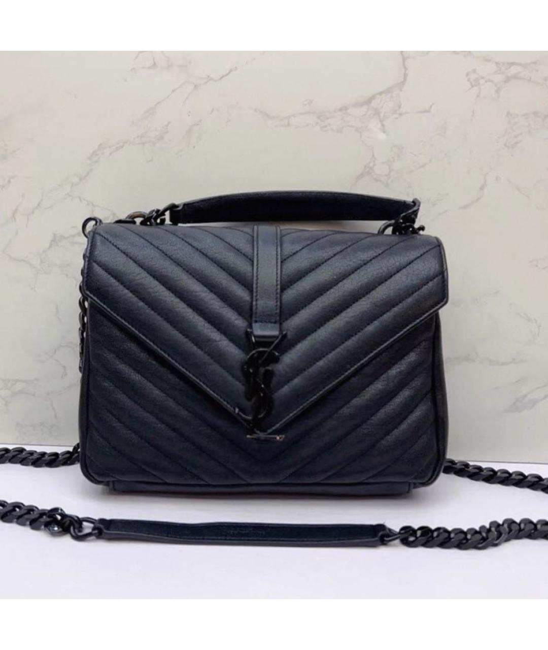 SAINT LAURENT Черная кожаная сумка через плечо, фото 2