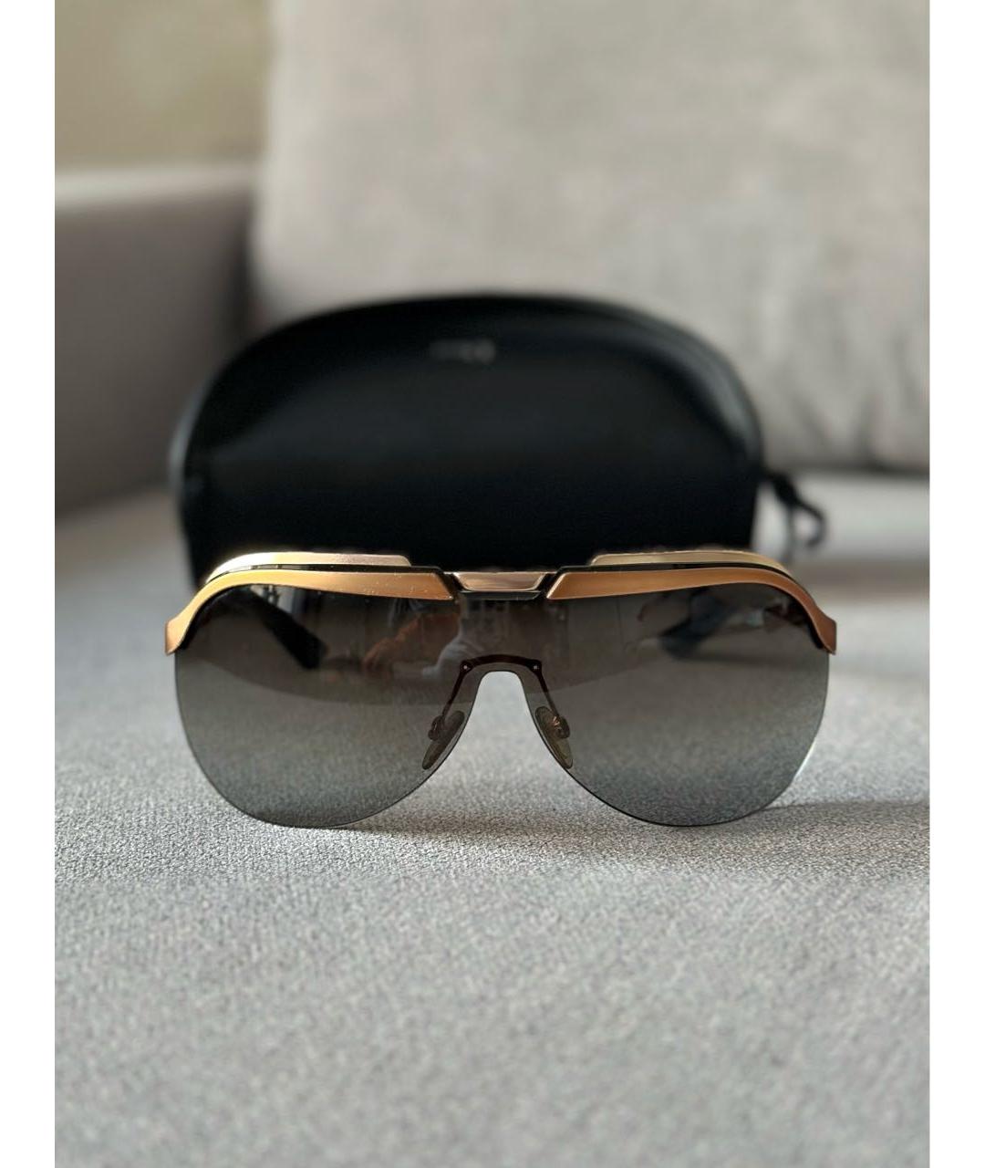 CHRISTIAN DIOR Бежевые металлические солнцезащитные очки, фото 3