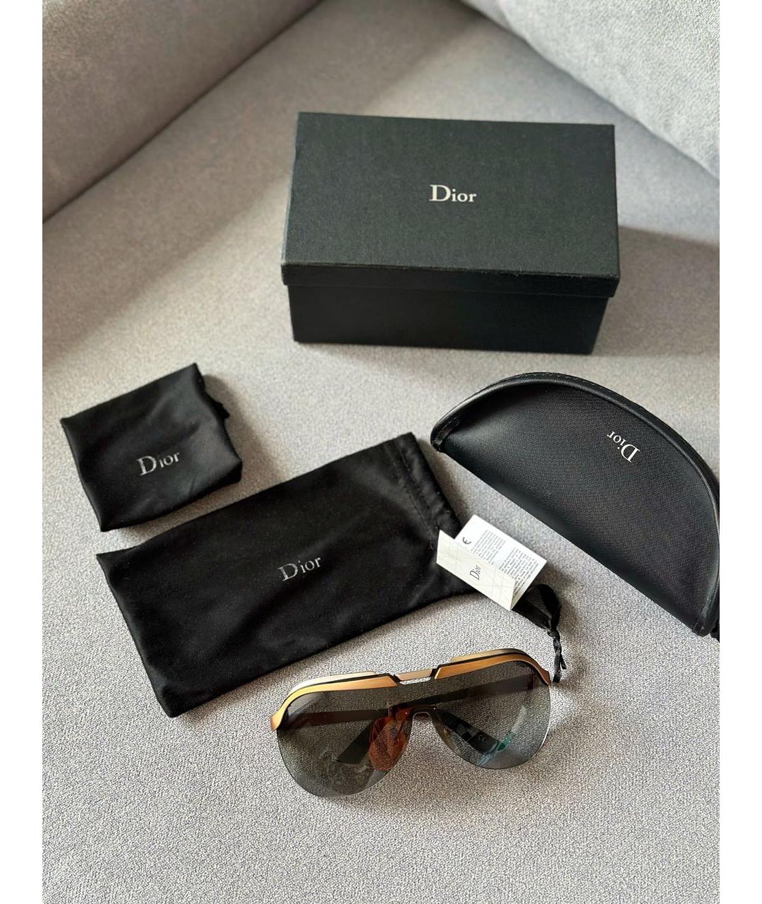 CHRISTIAN DIOR Бежевые металлические солнцезащитные очки, фото 2