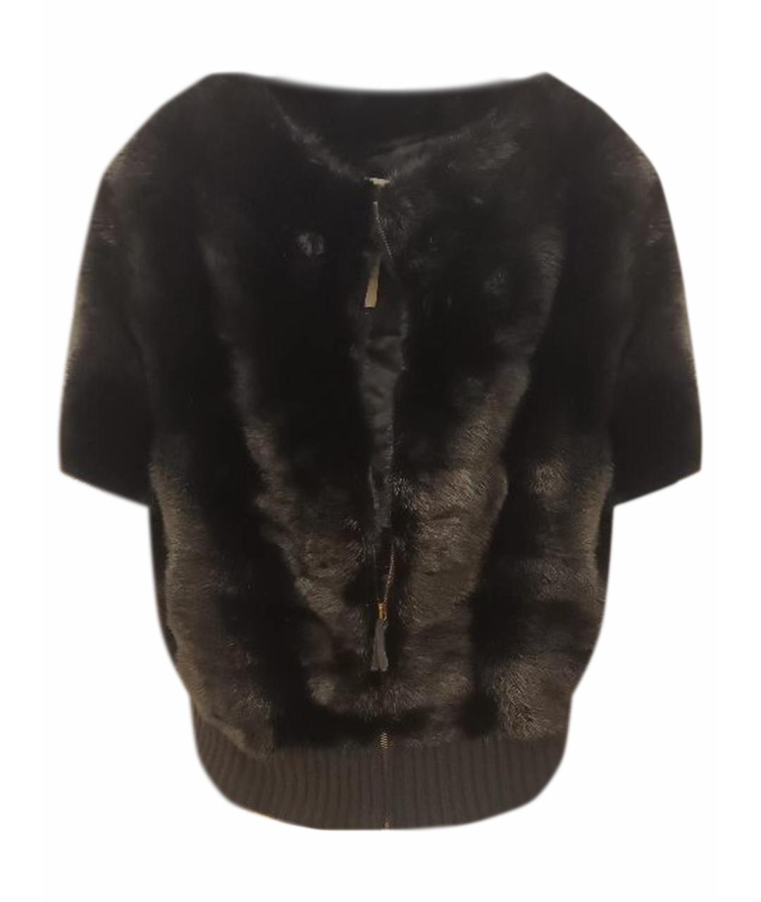 VALENTINO Черный меховой жилет, фото 1