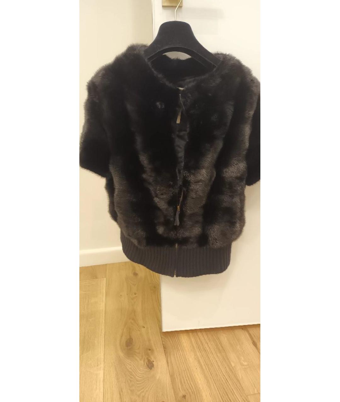 VALENTINO Черный меховой жилет, фото 5