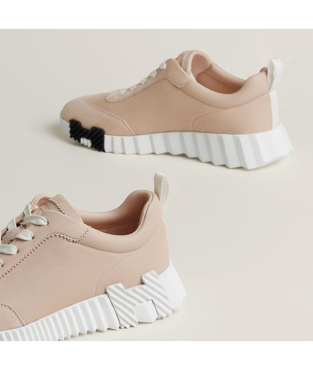 HERMES Розовые кожаные кеды, фото 5