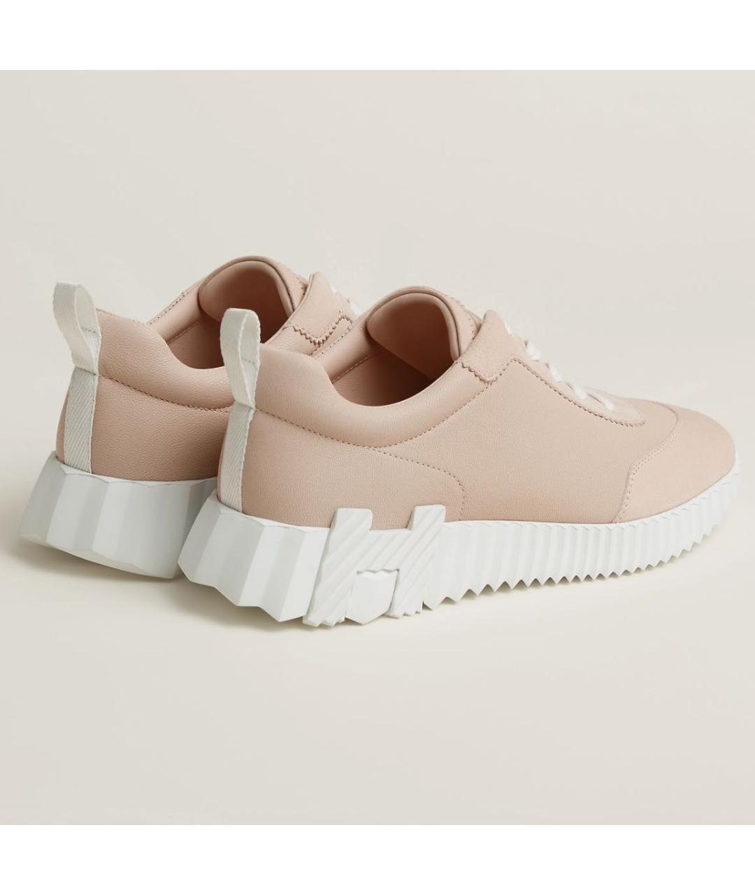 HERMES Розовые кожаные кеды, фото 4