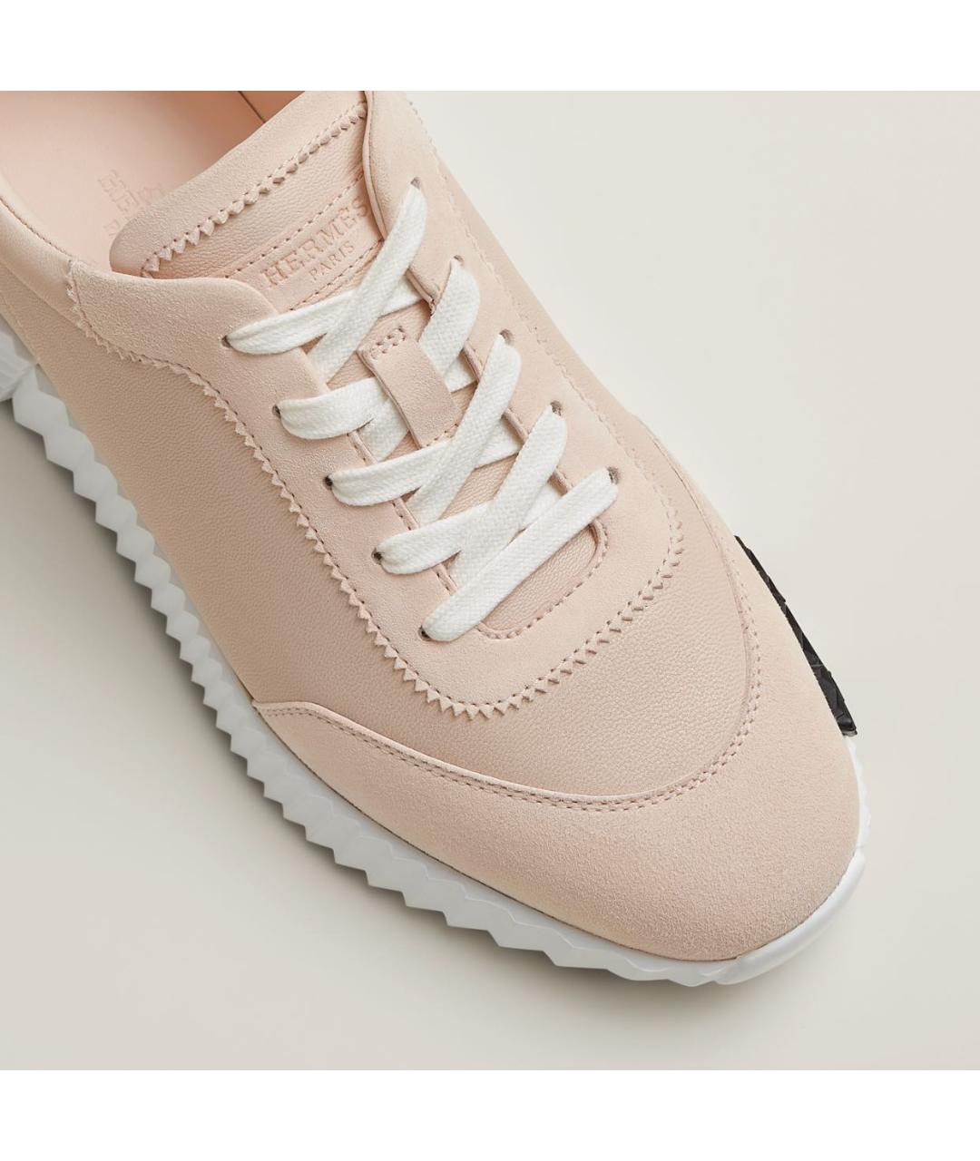 HERMES Розовые кожаные кеды, фото 6