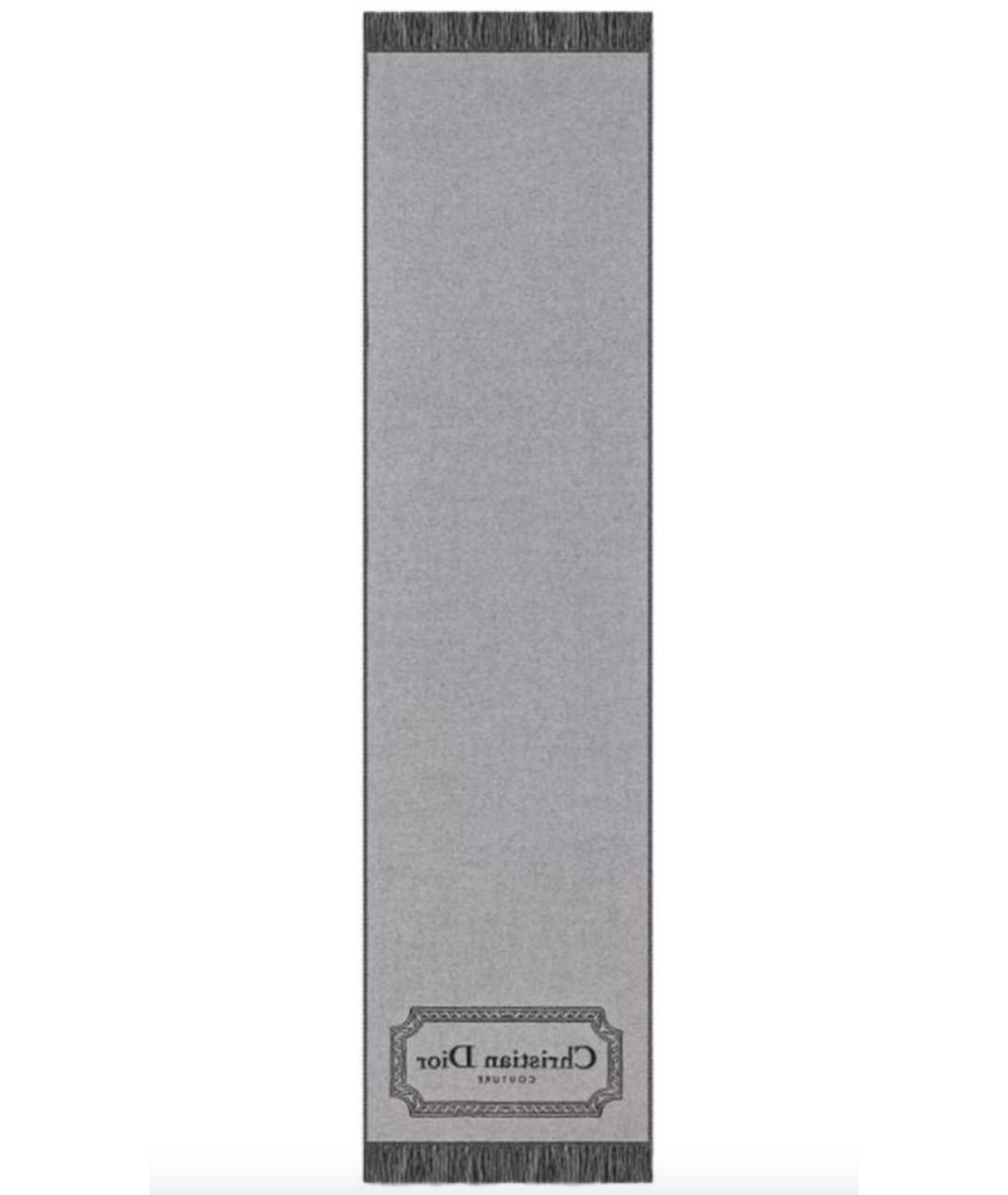 CHRISTIAN DIOR Серый шерстяной шарф, фото 3