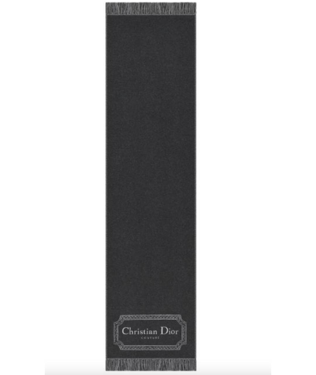 CHRISTIAN DIOR Серый шерстяной шарф, фото 2