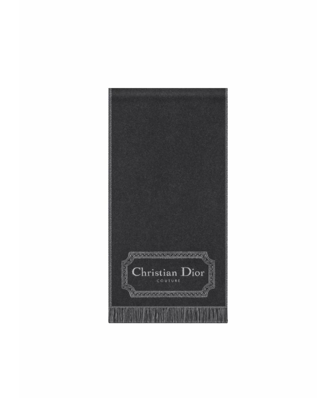 CHRISTIAN DIOR Серый шерстяной шарф, фото 1