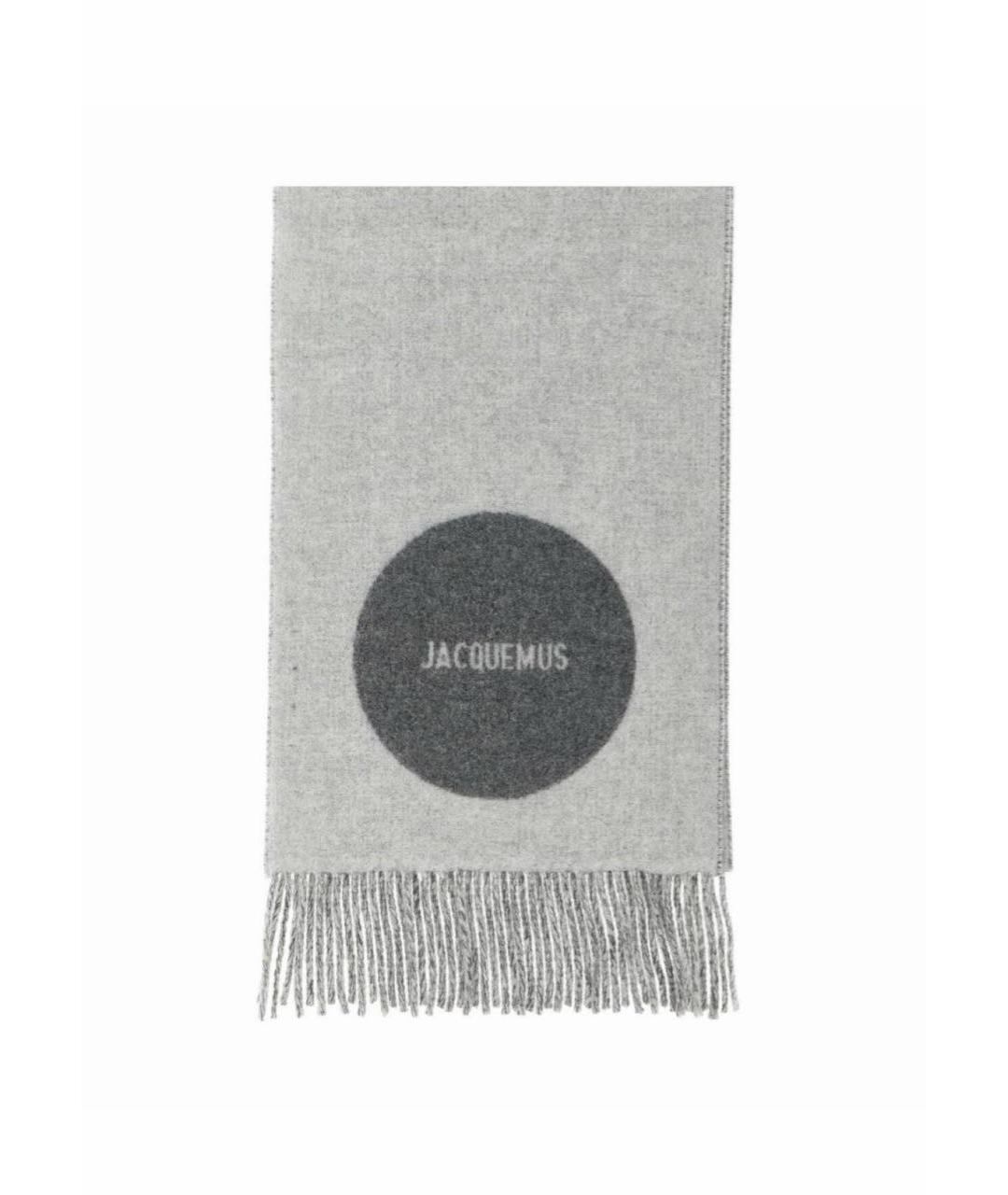 JACQUEMUS Серый шерстяной шарф, фото 2