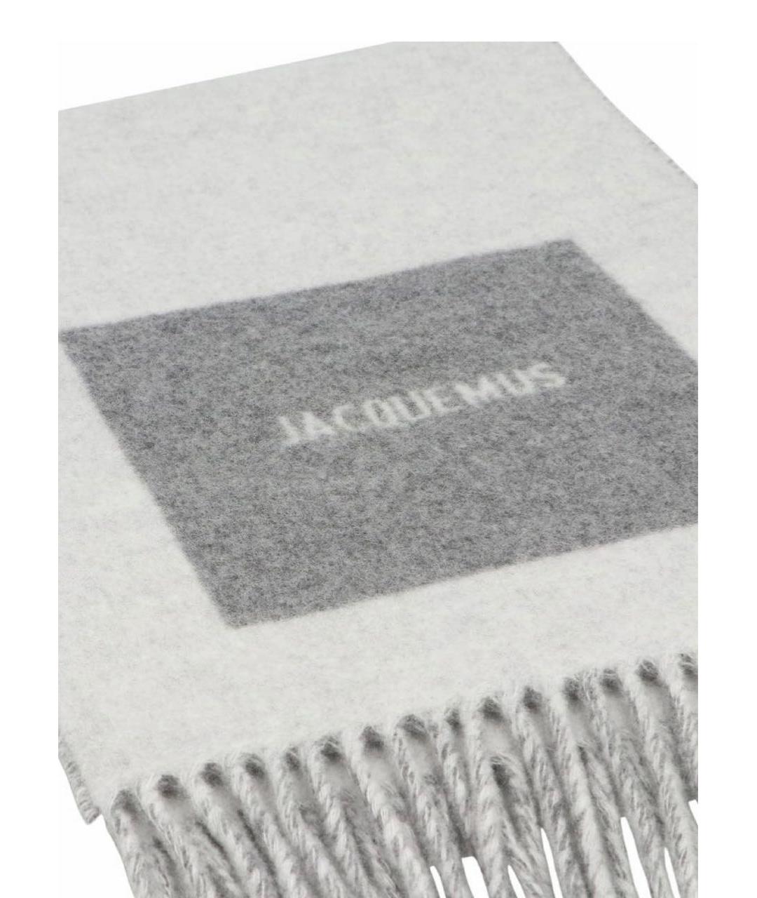 JACQUEMUS Серый шерстяной шарф, фото 3