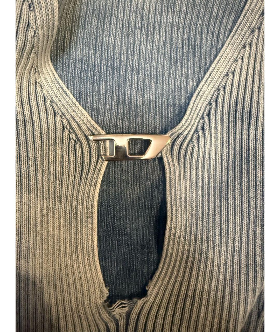 DIESEL Голубой хлопко-эластановый джемпер / свитер, фото 4