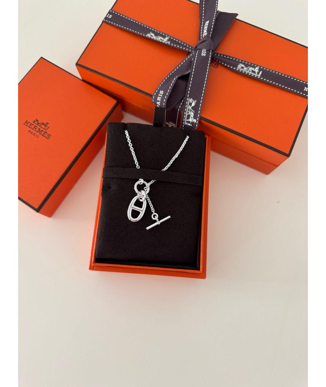 HERMES Серебряное серебряное колье, фото 2