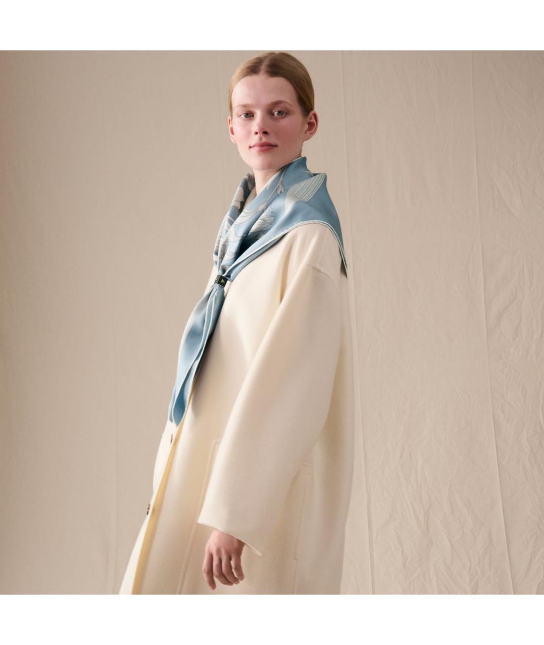 HERMES Голубой шелковый платок, фото 2