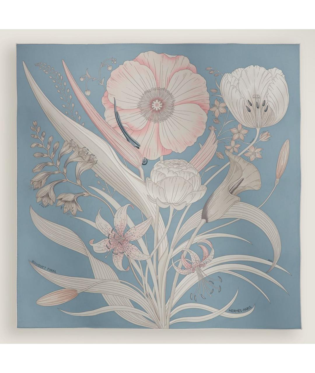 HERMES Голубой шелковый платок, фото 4