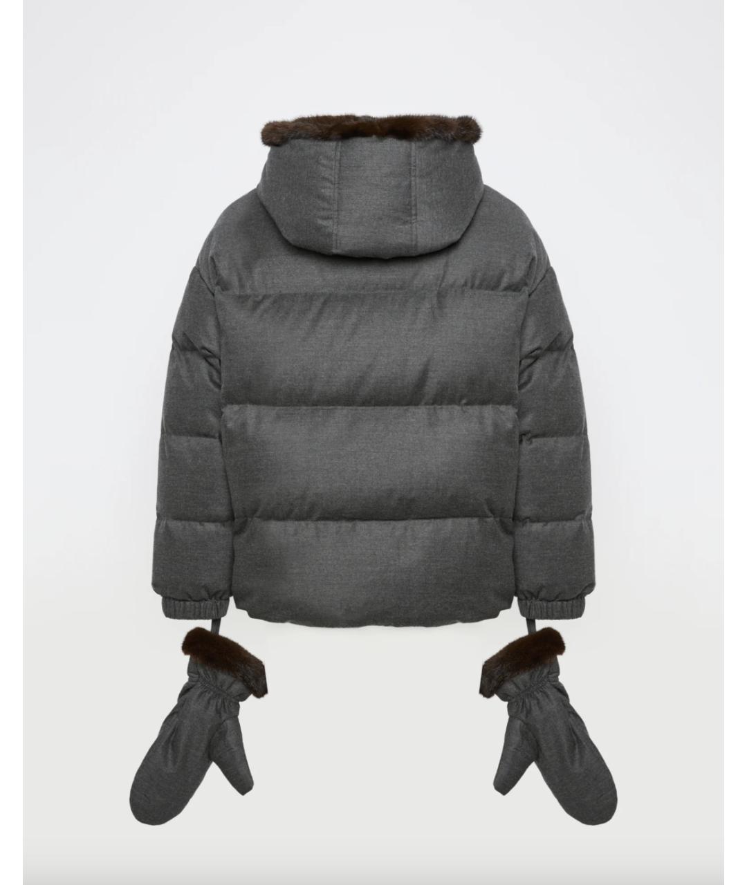 YVES SALOMON Серый шерстяной пуховик, фото 2