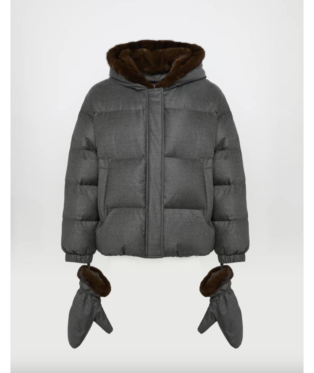 YVES SALOMON Серый шерстяной пуховик, фото 6